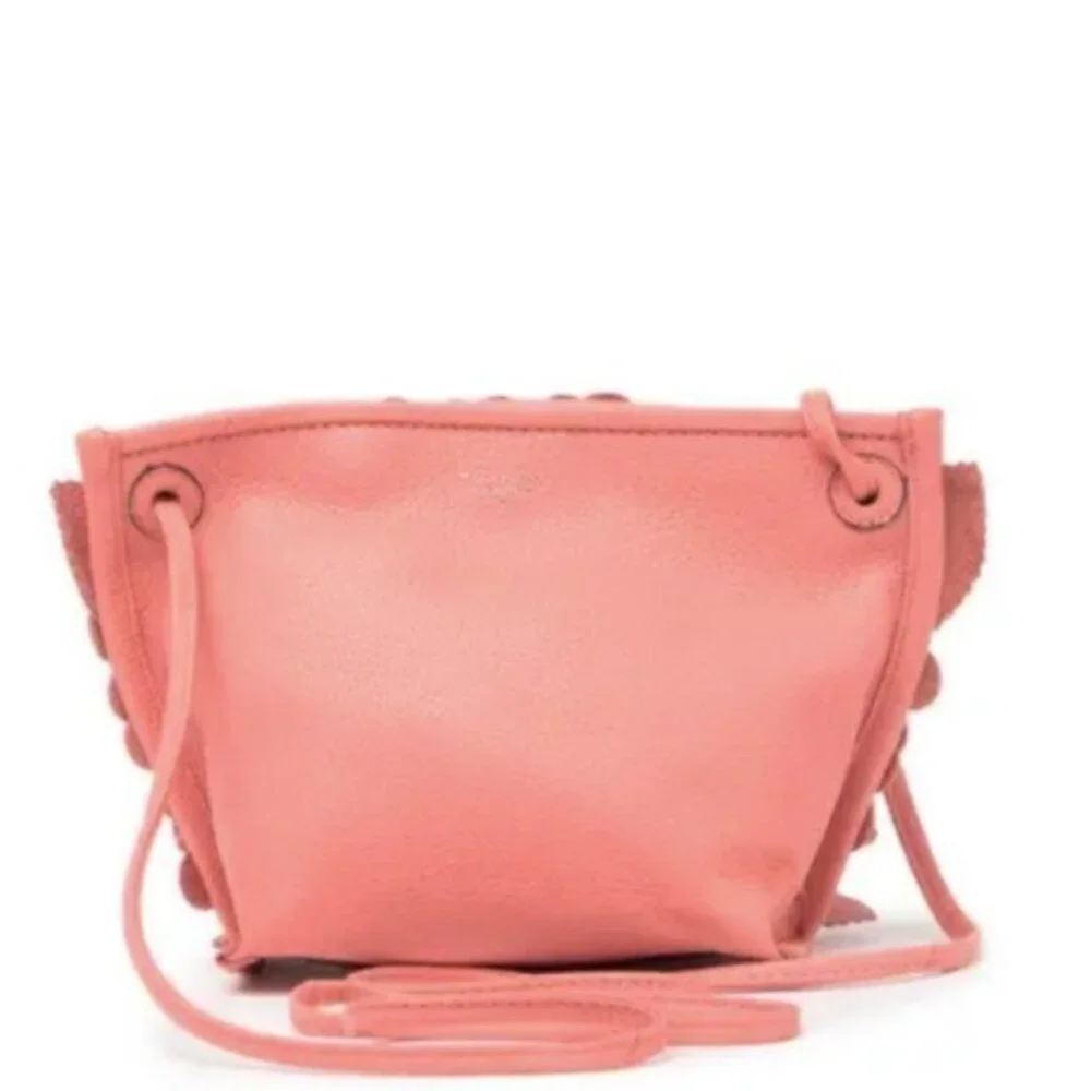T Tahari 3D Greta Leather Flowers Appliques Pink Crossbody Handbag